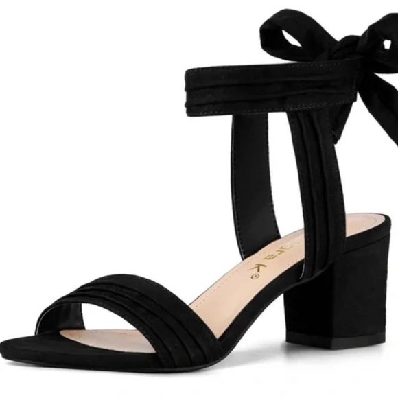 Allegra K Black Ankle Strap Heels - Picture 1 of 3
